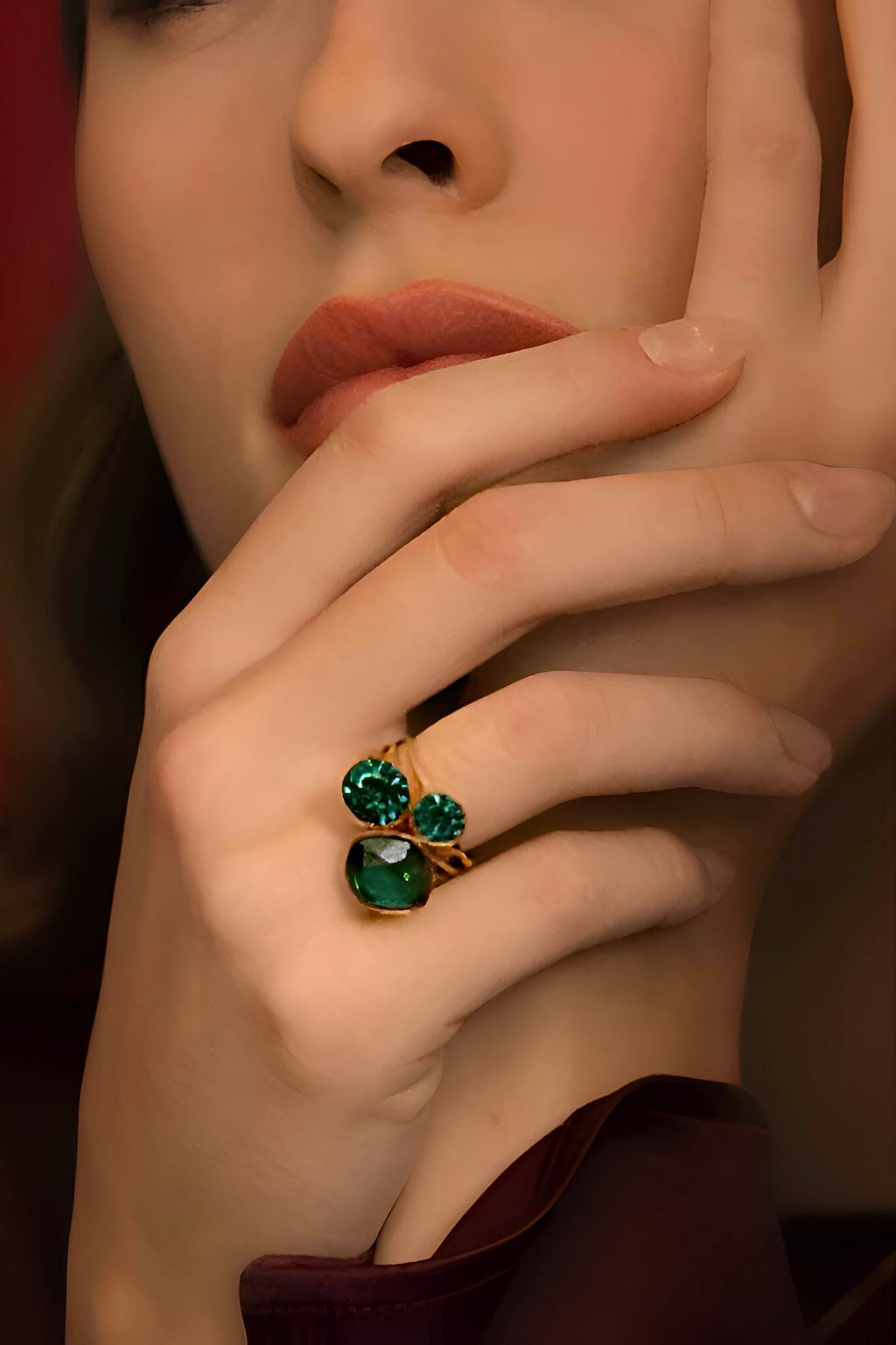 Bague Trilogie (cristaux Swarovski® emeraude)