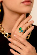 Bague Trilogie (Majestic green / vert sapin) - cristaux Swarovski®