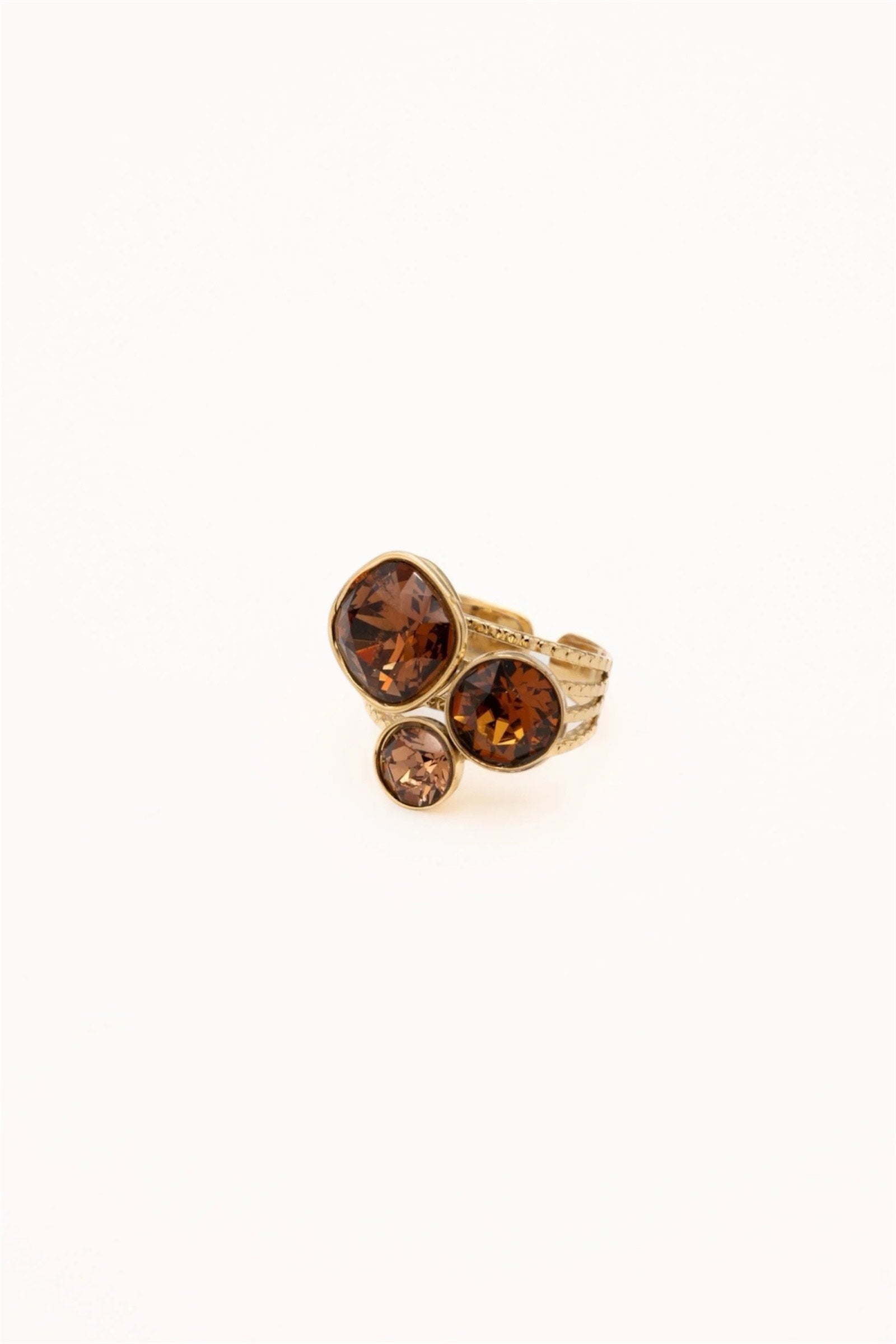 Bague Trilogie (cristaux Swarovski® marron foncé)