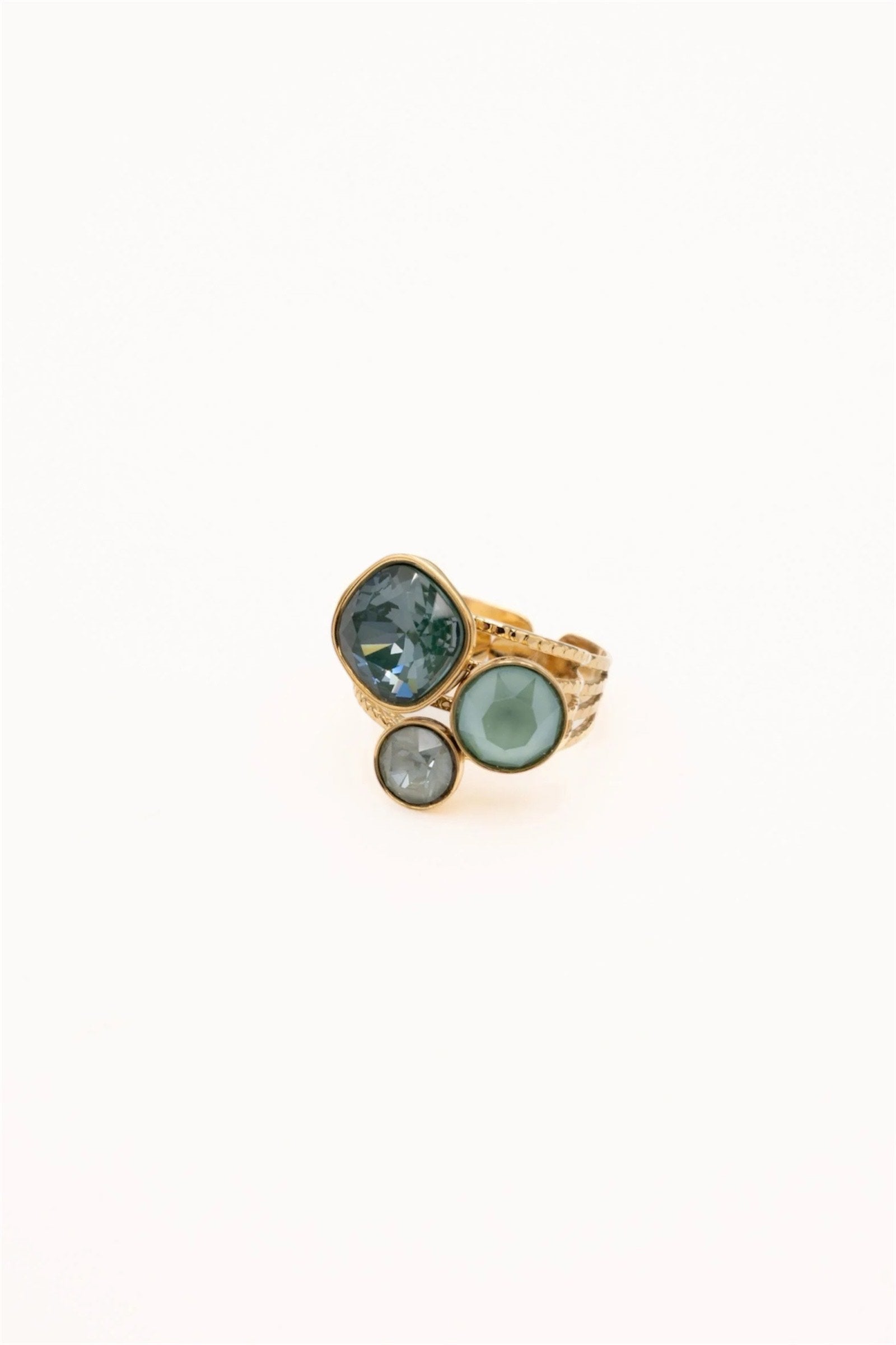 Bague Trilogie (cristaux Swarovski® vert sapin)