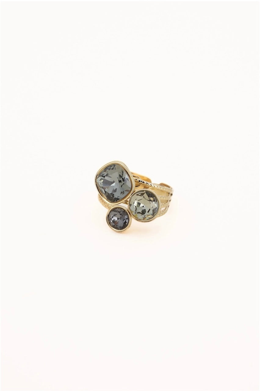 Bague Trilogie (cristaux Swarovski® black diamond)