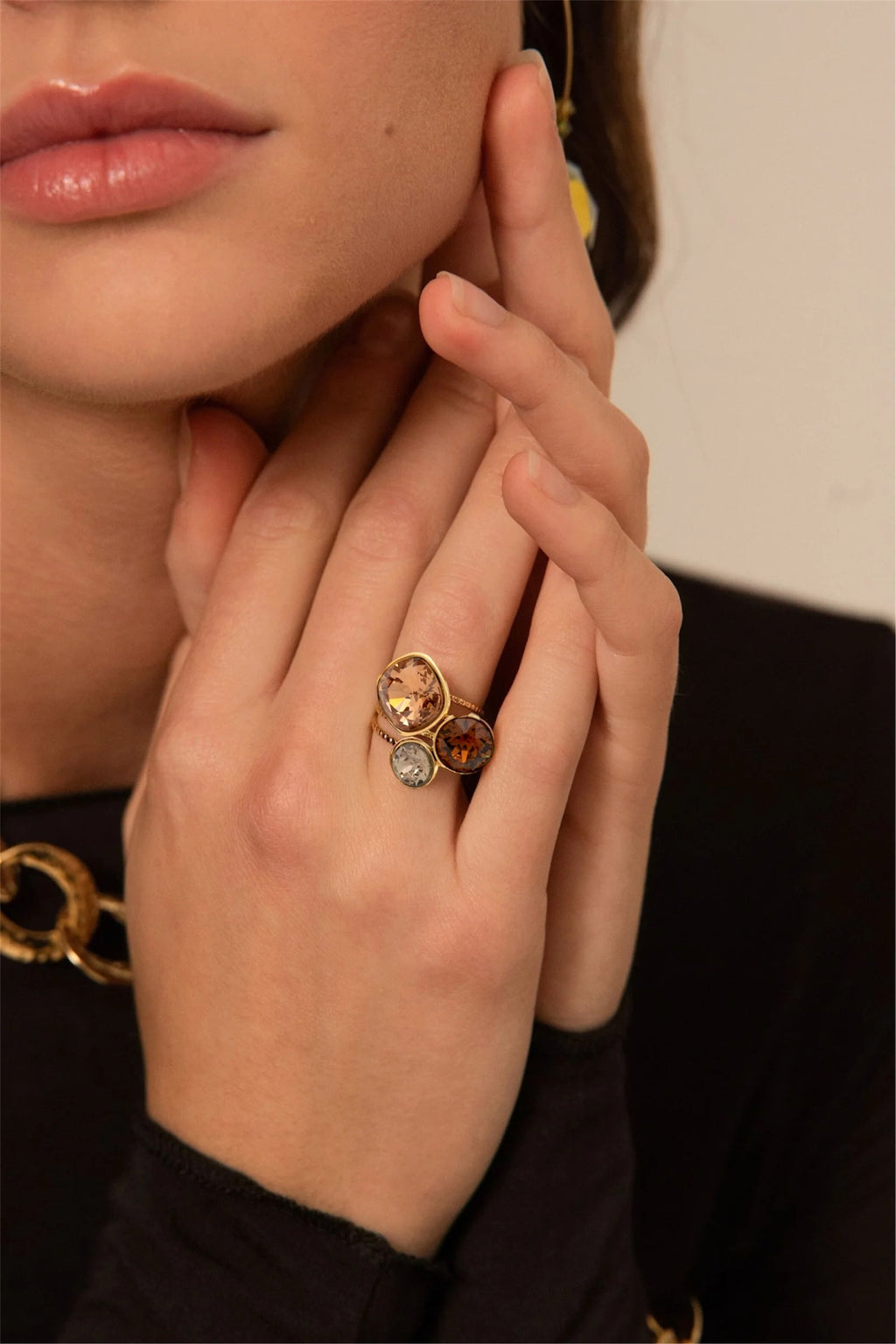 Bague Trilogie (cristal Swarovski® marron clair)