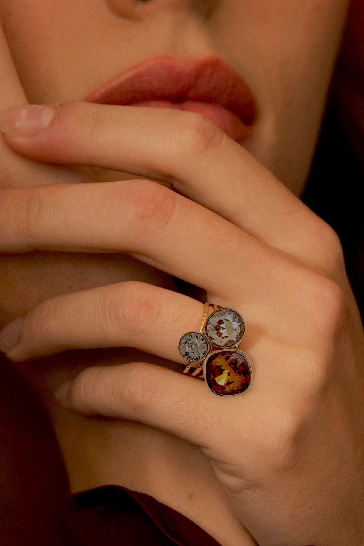 Bague Trilogie (cristal Swarovski® marron clair mix)