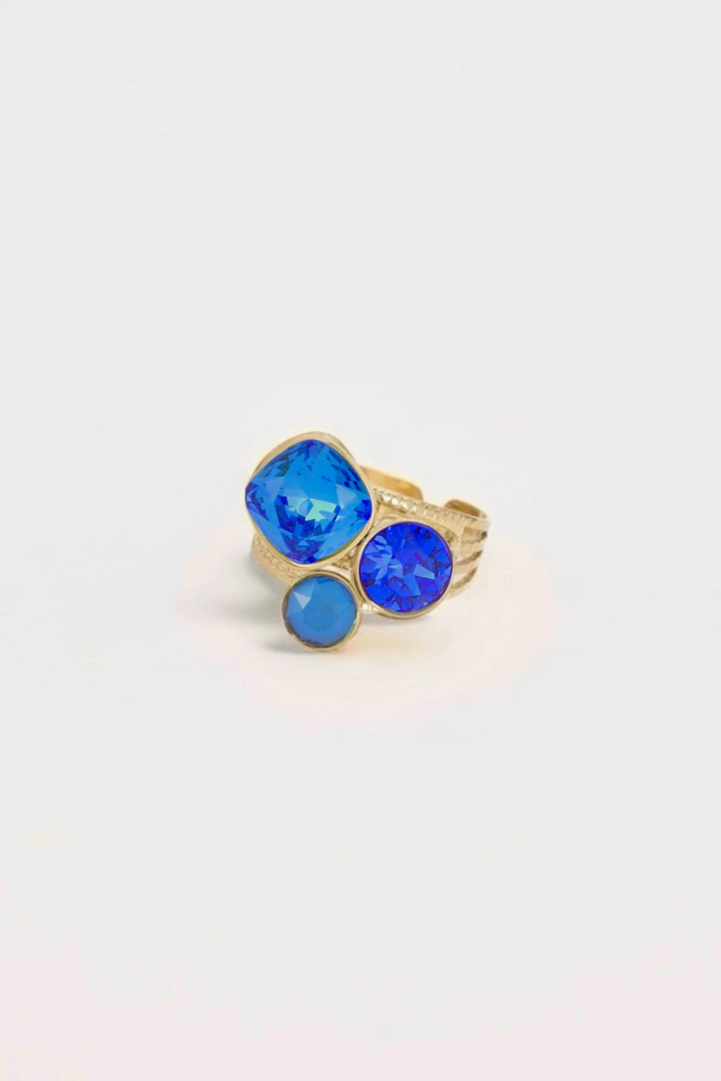 Bague Trilogie (Cristaux Swarovski® bleu saphire)