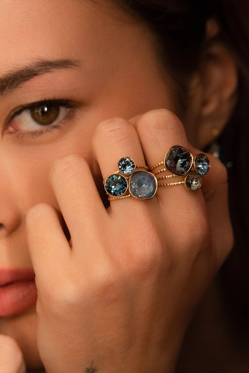 Bague Trilogie (cristaux Swarovski® Denim Blue)