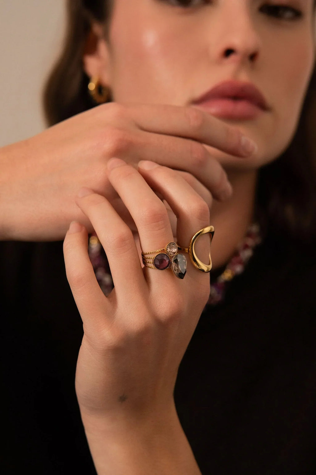 Bague Trilogie Goutte (cristal Swarovski® vintage rose)