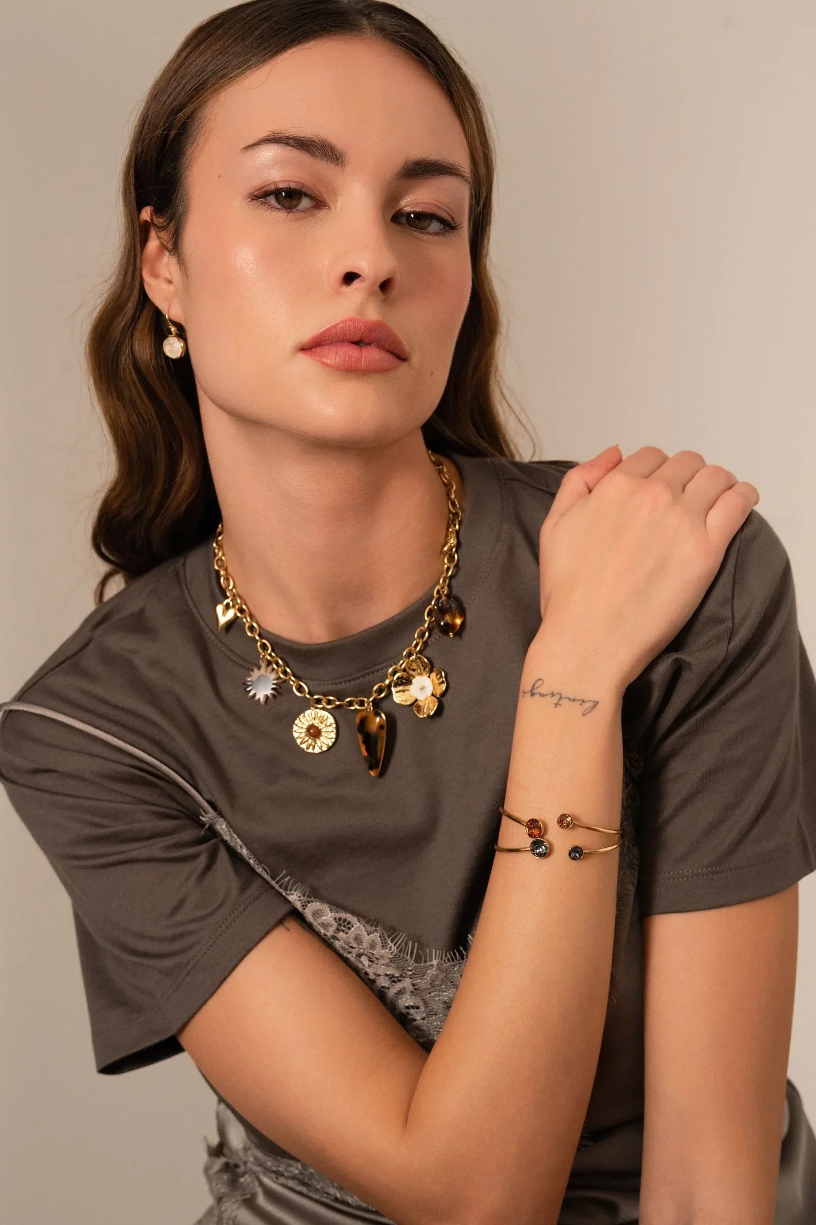 Jonc betty (cristal Swarovski® marron clair)