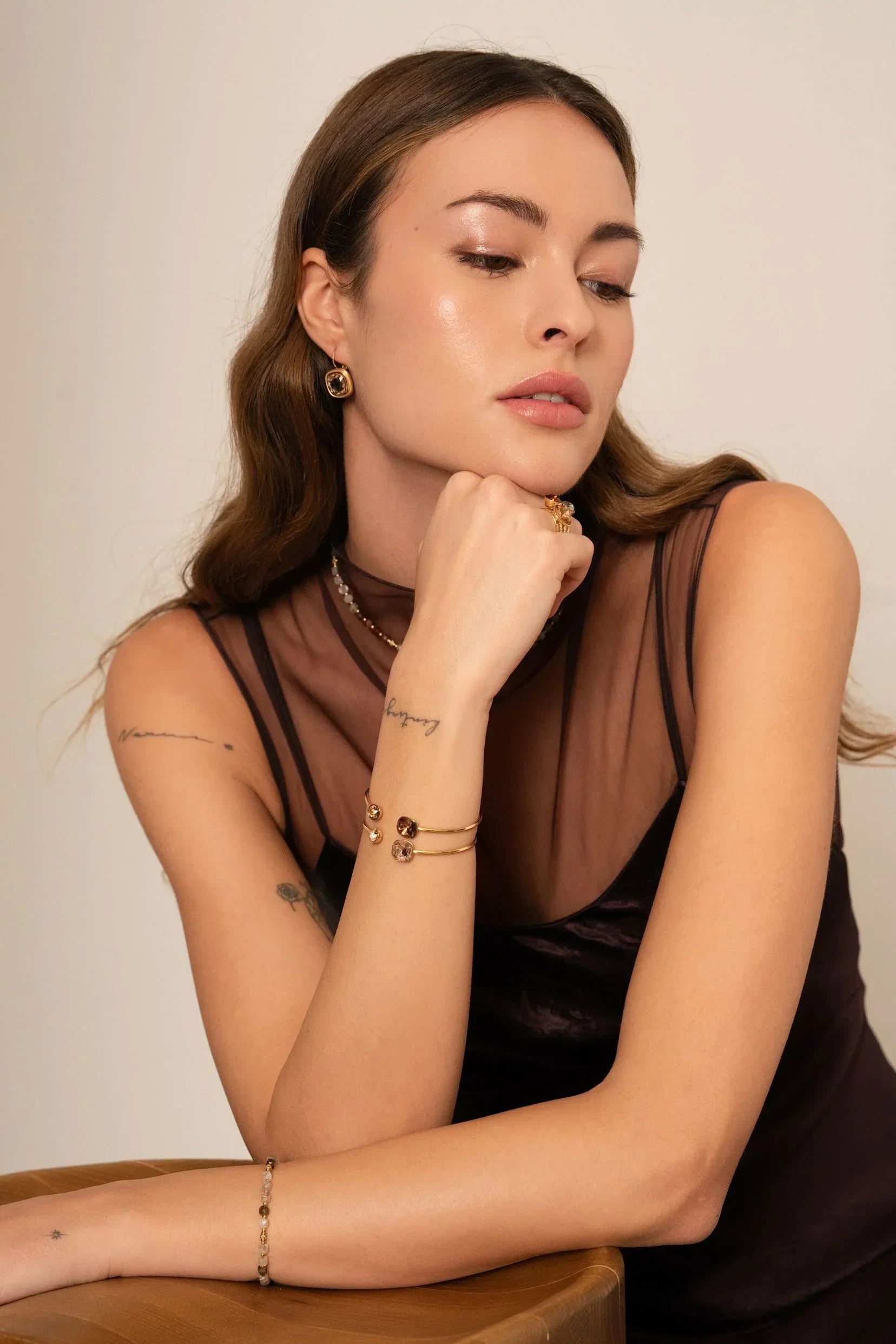 Jonc Béa (cristal Swarovski® marron clair)