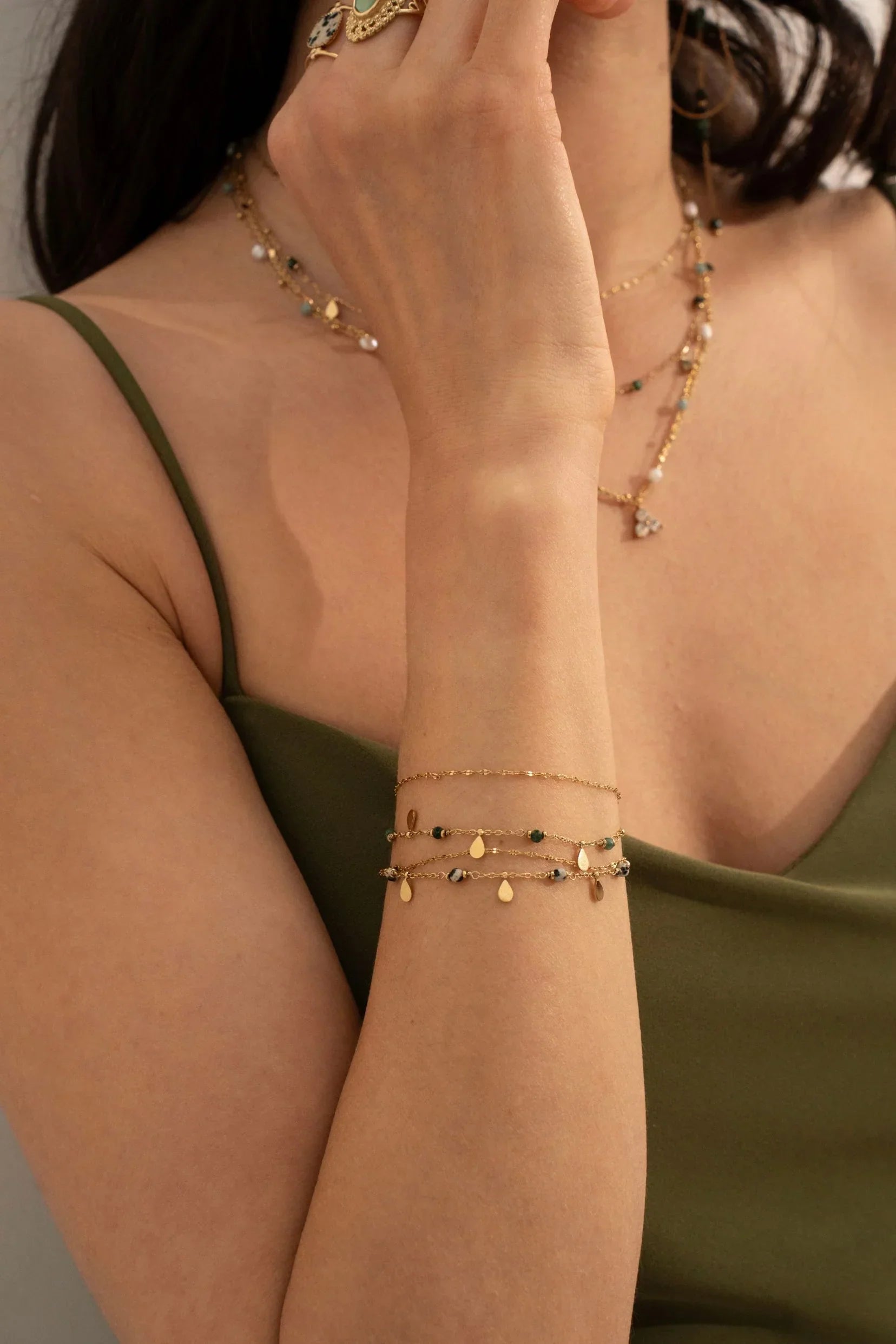 Bracelet Séléné (Jaspe vert)